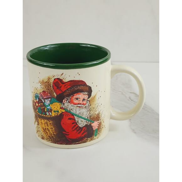 Christmas Santa Claus Coffee Mug Teacup 10oz 1987 Korea 3 1/2" Potpourri Press - Picture 5 of 16